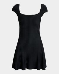 Cap-Sleeve Pleated Mini Dress