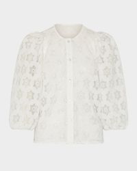 Nannie Geometric Eyelet-Embroidered Top