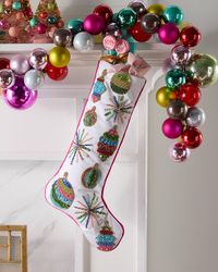 Holly Jolly Beaded Stocking
