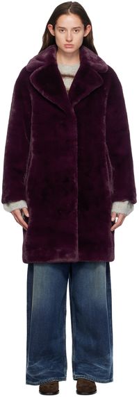 Stand Studio Purple Camille Cocoon Faux-Fur Coat