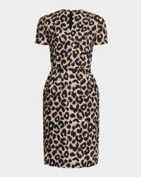 Leopard-Print Short-Sleeve Sheath Dress