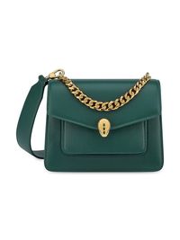 Women's Serpenti Maxi Chain Leather Shoulder Bag - Forest Emerald