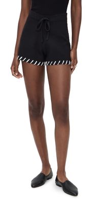 English Factory Stitch Detail Knit Shorts Black/White M