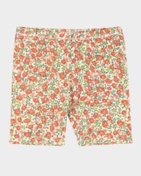 Girl's Dainty Floral-Print Biker Shorts, Size 9M-10