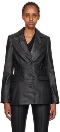 REMAIN Birger Christensen Black Fitted Leather Blazer
