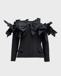 Faille Bow Off-The-Shoulder Tailored Jacket