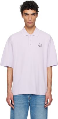 Maison Kitsuné Purple Bold Fox Head Patch Oversize Polo