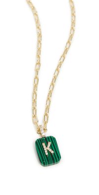 By Adina Eden Initial X Malachite Dog Tag Necklace K One Size