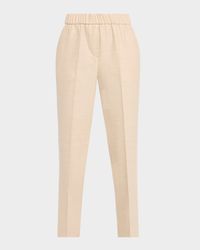 Cropped Bead-Trim Tapered Pants