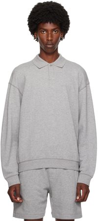 BOSS Gray Flocked Logo Polo