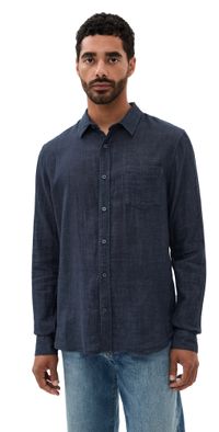 Vince Double Face Long Sleeve Shirt Heather Coastal S