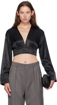 Alexander Wang Black Cropped Blouse