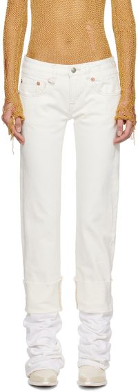 R13 White Cuffed Boy Jeans