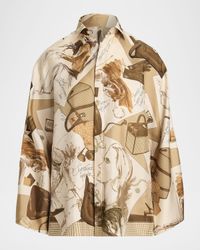 Karen Diary-Print Silk Twill Blouse