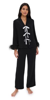 Sleeper The Bow Pajama Set with Detachable Feathers Black M