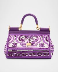 Small Sicily Majolica-Print Top-Handle Bag