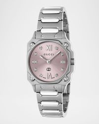 Stainless Steel G-Flat 24mm Bracelet Watch with Diamonds