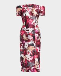 Surene Floral-Print Midi Sheath Dress