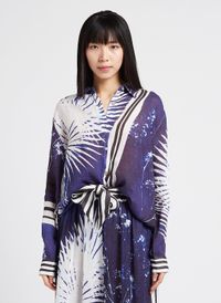 Mes Demoiselles - Chemise oversized en lin imprimé - Taille 40 - Bleu