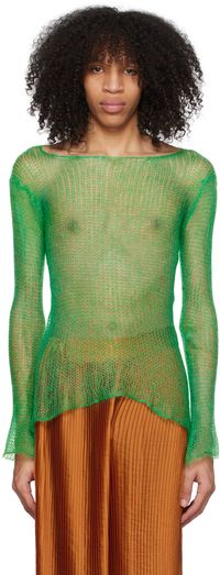 Lukhanyo Mdingi Green Boat Neck Sweater