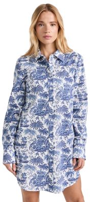 STAUD Julienne Shirt Dress Blue Toile XS