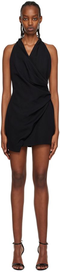 Balmain Black Draped Minidress