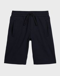 Boy's Jersey Shorts w/ Logo Patch, Size 8-12