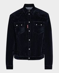 Men's Flocked Corduroy Jean Jacket