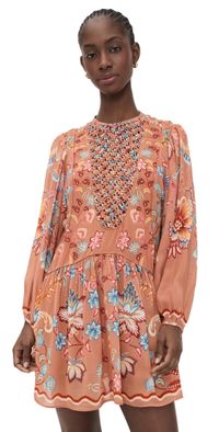 FARM Rio Mocha Lace Dress Boho Enhance Mocha XXS