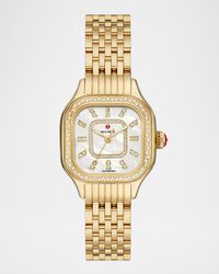 Meggie Diamond Bezel and Mother-of-Pearl Watch, Gold-Tone