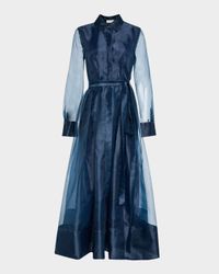 Montgomery Pleated Organza Maxi Shirtdress
