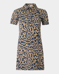 Rachel Ruched Geometric-Print Mini Dress