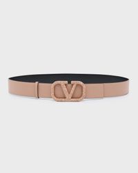 Reversible Embellished VLogo Signature Leather Belt, 40mm