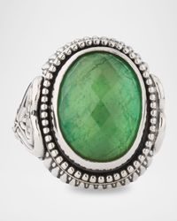 Ivy Rock Crystal, Aventurine and MOP Triplet Statement Ring