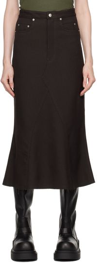 Rick Owens Gray Porterville Godet Midi Skirt