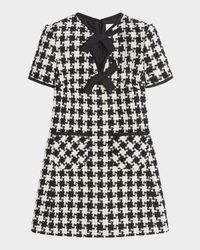 Tweed Houndstooth Bow Mini Dress