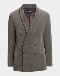 Men's Stripe Chenille Double-Breasted Shawl-Lapel Sport Coat