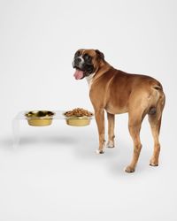 Medium Clear Double Bowl Pet Feeder, 2 Quart