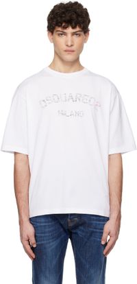 Dsquared2 White Loose Fit Faded Logo T-shirt