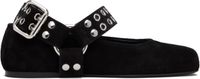 ALAÏA Black Biker Suede Ballerina Flats