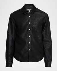Men's Metallic-Woven Denim Button-Down Shirt