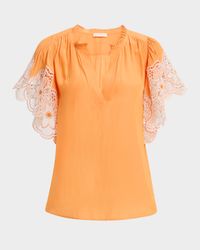 Esti Embroidered-Sleeve Top