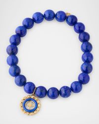 Lapis Bead Bracelet with Small Diamond Starburst Stone Charm