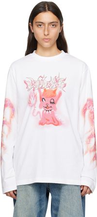 We11done White Printed Long Sleeve T-Shirt