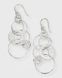 Medium Hammered Jet Set Drop Earrings in Sterling Silver