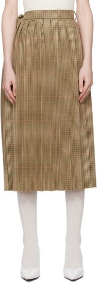 MARIE ADAM-LEENAERDT Beige Pleated Midi Skirt
