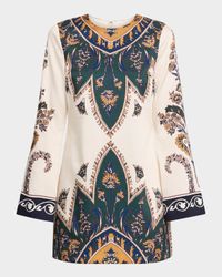 Cromwell Printed Long-Sleeve Mini Dress