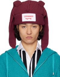 Charles Jeffrey LOVERBOY Burgundy Chunky Rabbit Beanie