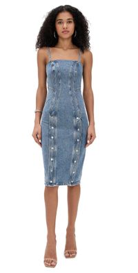 Fleur du Mal Colored Denim Snap Dress Acid Blue Denim 6