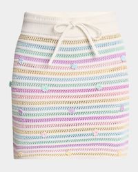 Flower Striped Crochet Knit Mini Skirt